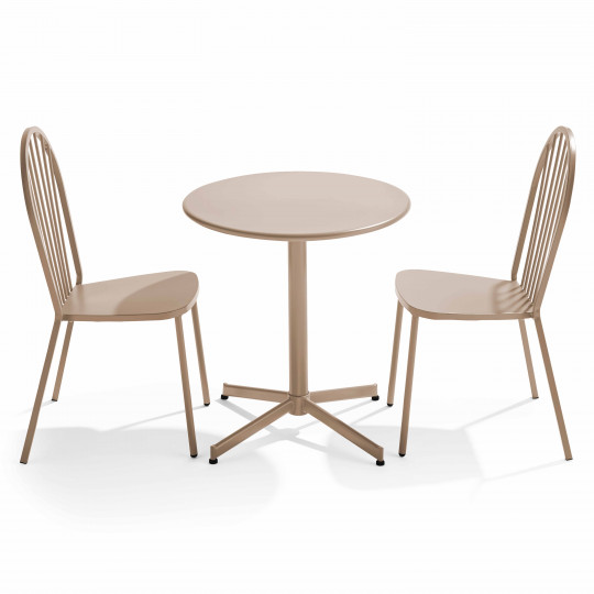 Table de terrasse bistrot ronde inclinable en métal Ø70 cm et 2 chaises | Mobeventpro