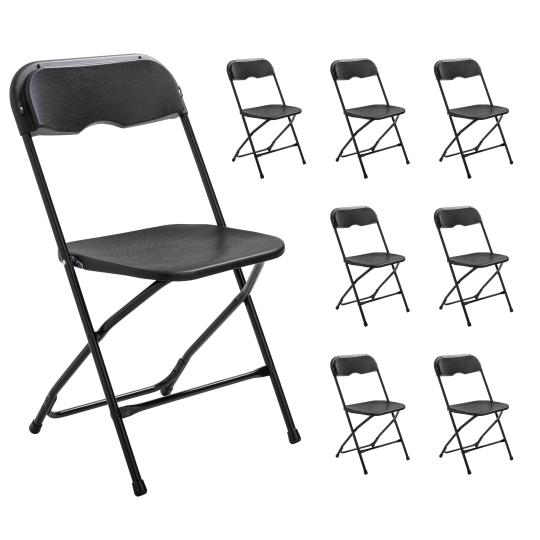 Lot de 8 chaises noires pliantes de réception