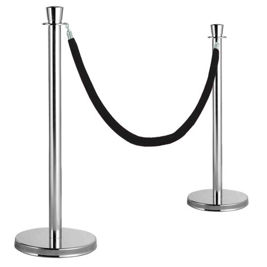 Poteaux de guidage inox et cordon velours noir