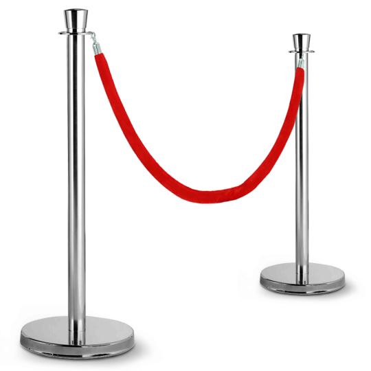 Poteaux de guidage chromés avec cordon