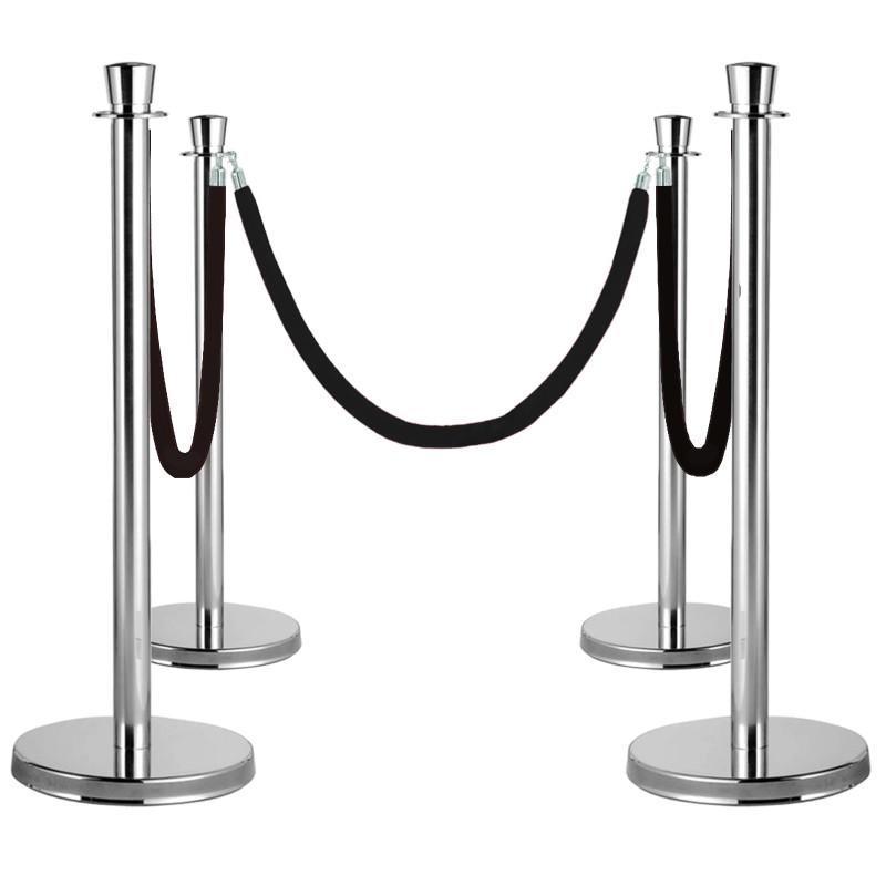 4 poteaux de guidage et 3 cordons noirs