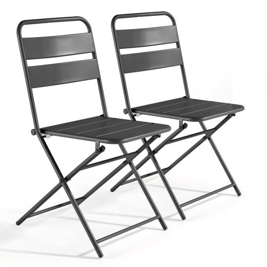 Lot de 2 chaises pliantes en acier thermolaqué