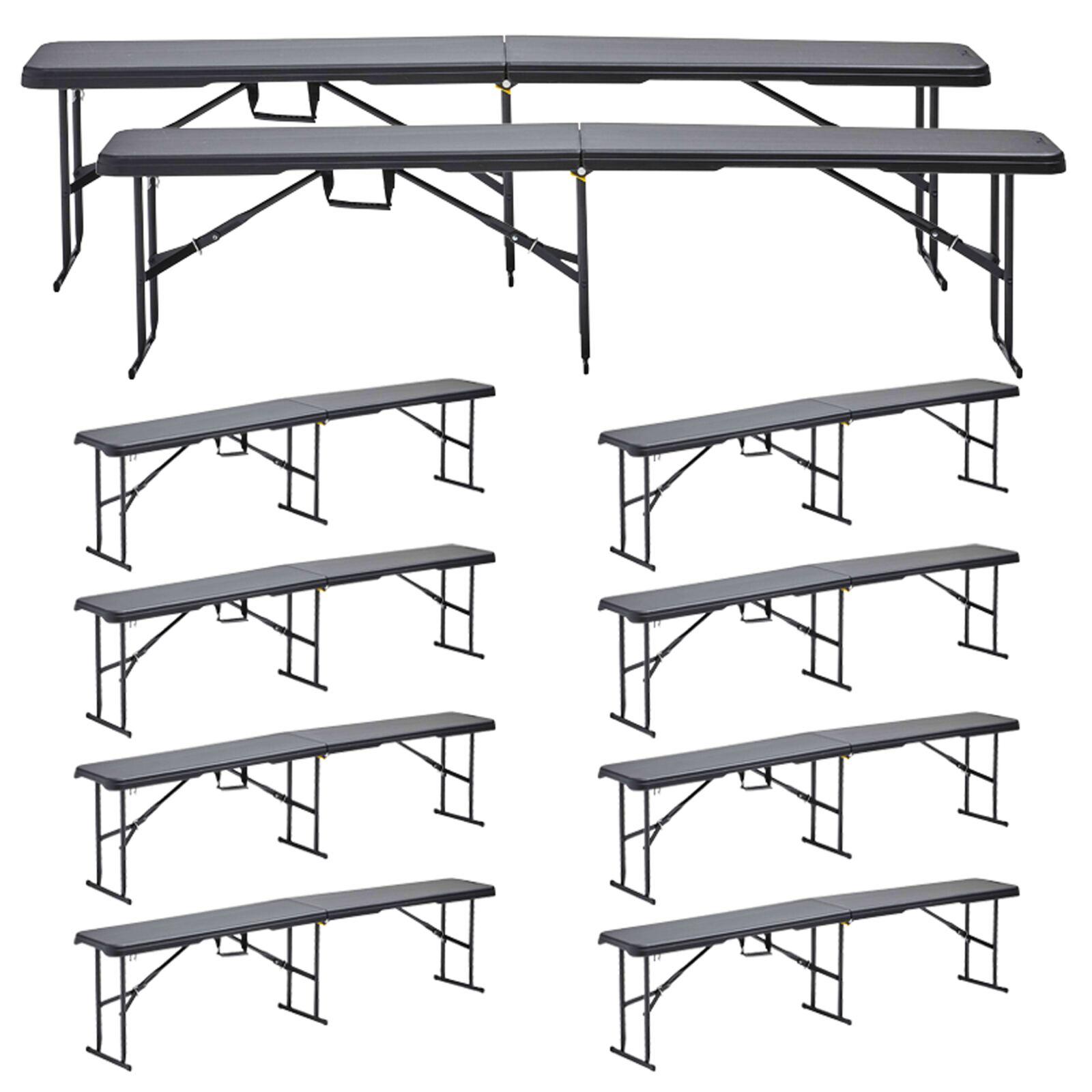 Lot de 10 banc pliants 3 places - noir