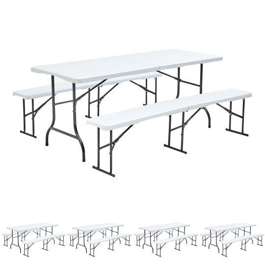 Lot de 5 tables et 10 bancs pliants 180 cm en PEHD blanc | Mobeventpro