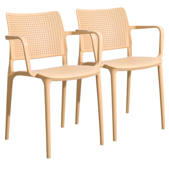 Chaises de terrasse de restaurant en plastique avec accoudoirs ajourées - Lot de 2 | Mobeventpro