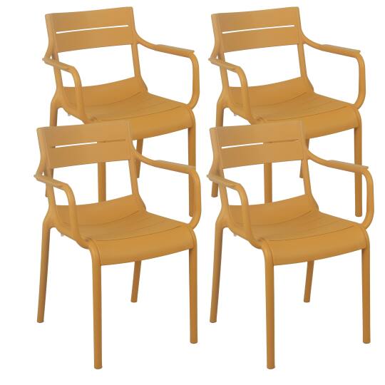 Chaises de terrasse de restaurant en plastique avec accoudoirs - Lot de 4 | Mobeventpro