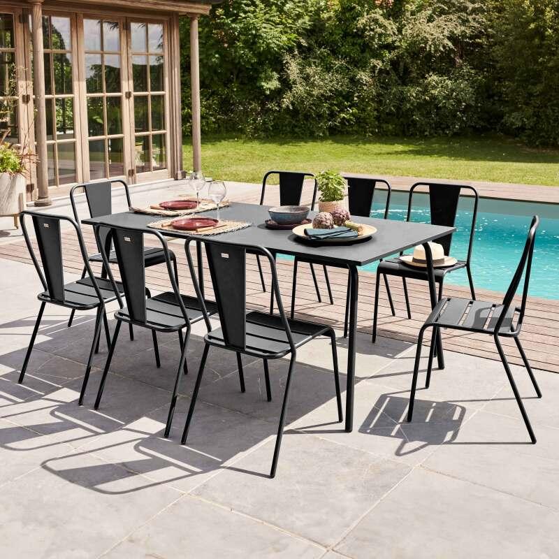 Table rectangulaire en métal (180 cm) -  8 places (6/7)