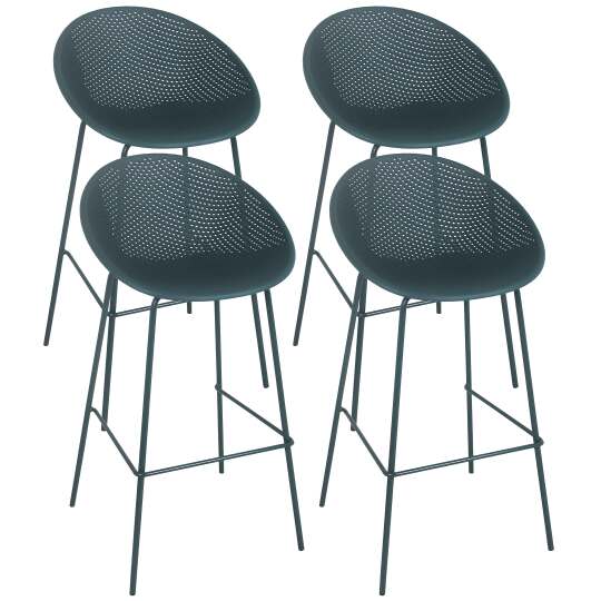 Chaises hautes de restaurant en plastique et acier - Lot de 4 | Mobeventpro