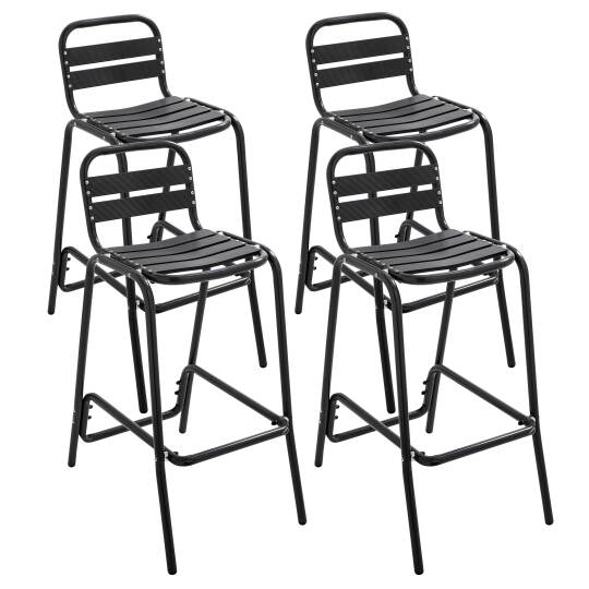 Chaises hautes de terrasse en aluminium foncé - Lot de 4 | Mobeventpro