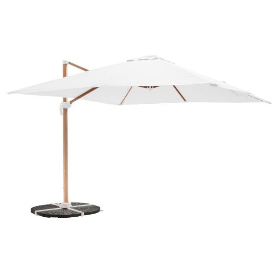 Parasol déporté professionnel 3x3 m carré inclinable 250g/m² rotatif 360° et 4 dalles lestées | Mobeventpro