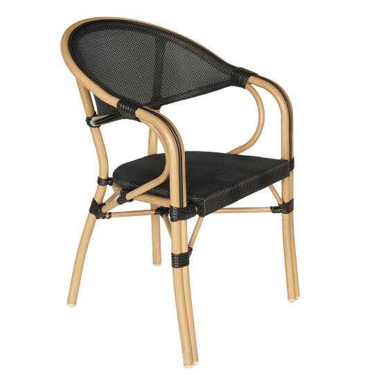 Chaise de terrasse style bistrot parisien en aluminium et rotin synthétique | Mobeventpro