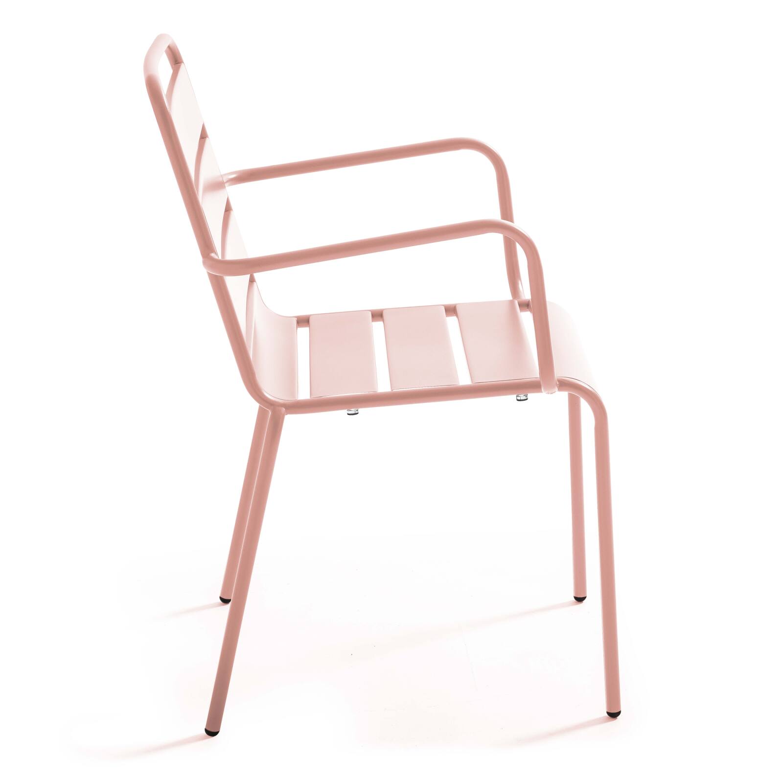 Table de terrasse carrée en métal 70x70 cm et 4 chaises avec accoudoirs