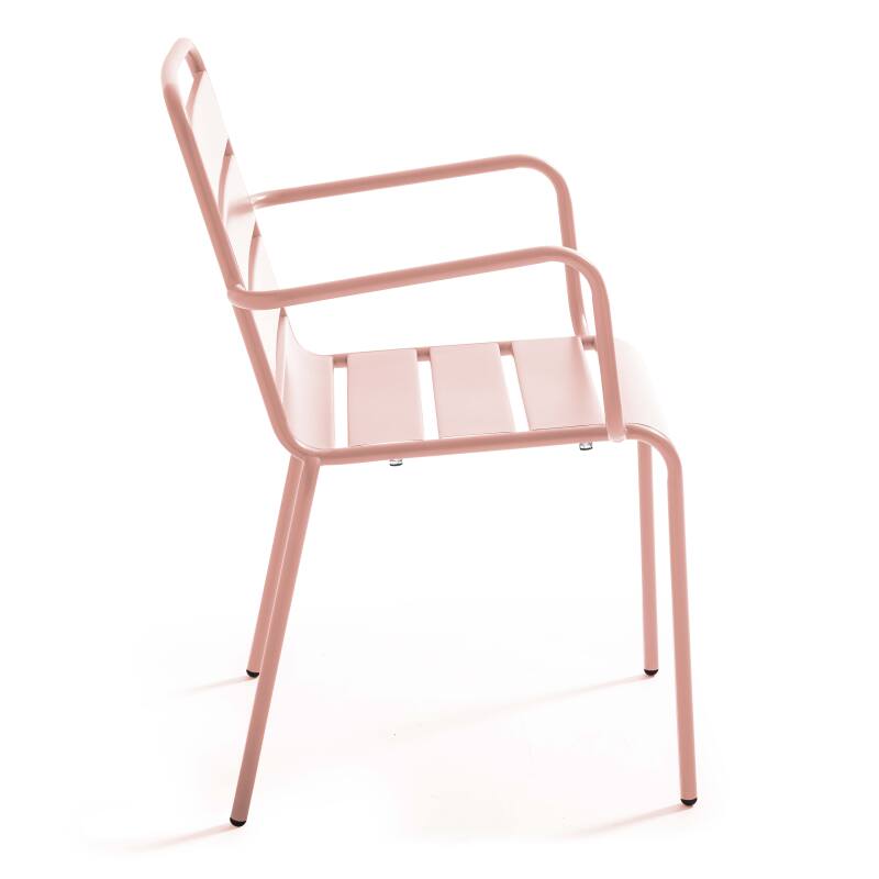 Table de terrasse carrée en métal 70x70 cm et 4 chaises avec accoudoirs (7/8)