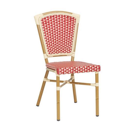 Chaise de jardin bistrot parisien en aluminum et rotin synthétique, motif petits carrés | Mobeventpro