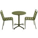 Table de terrasse bistrot ronde inclinable en métal Ø70 cm et 2 chaises