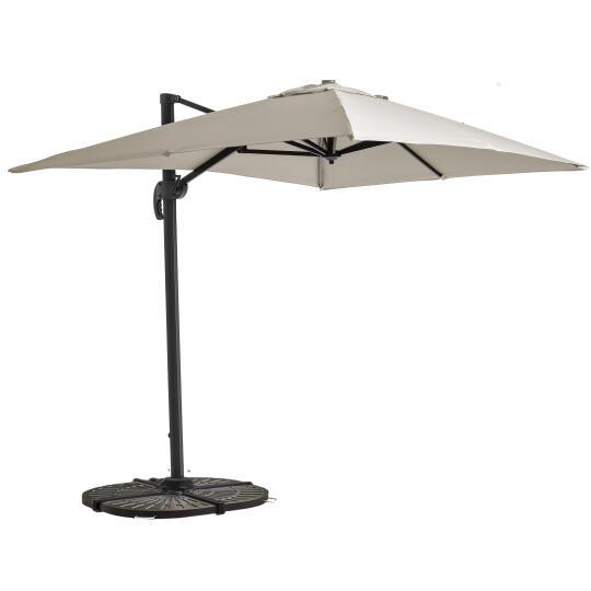 Parasol déporté professionnel 2x3 m rectangulaire inclinable 240g/m² rotatif 360° et 4 dalles lestées | Mobeventpro