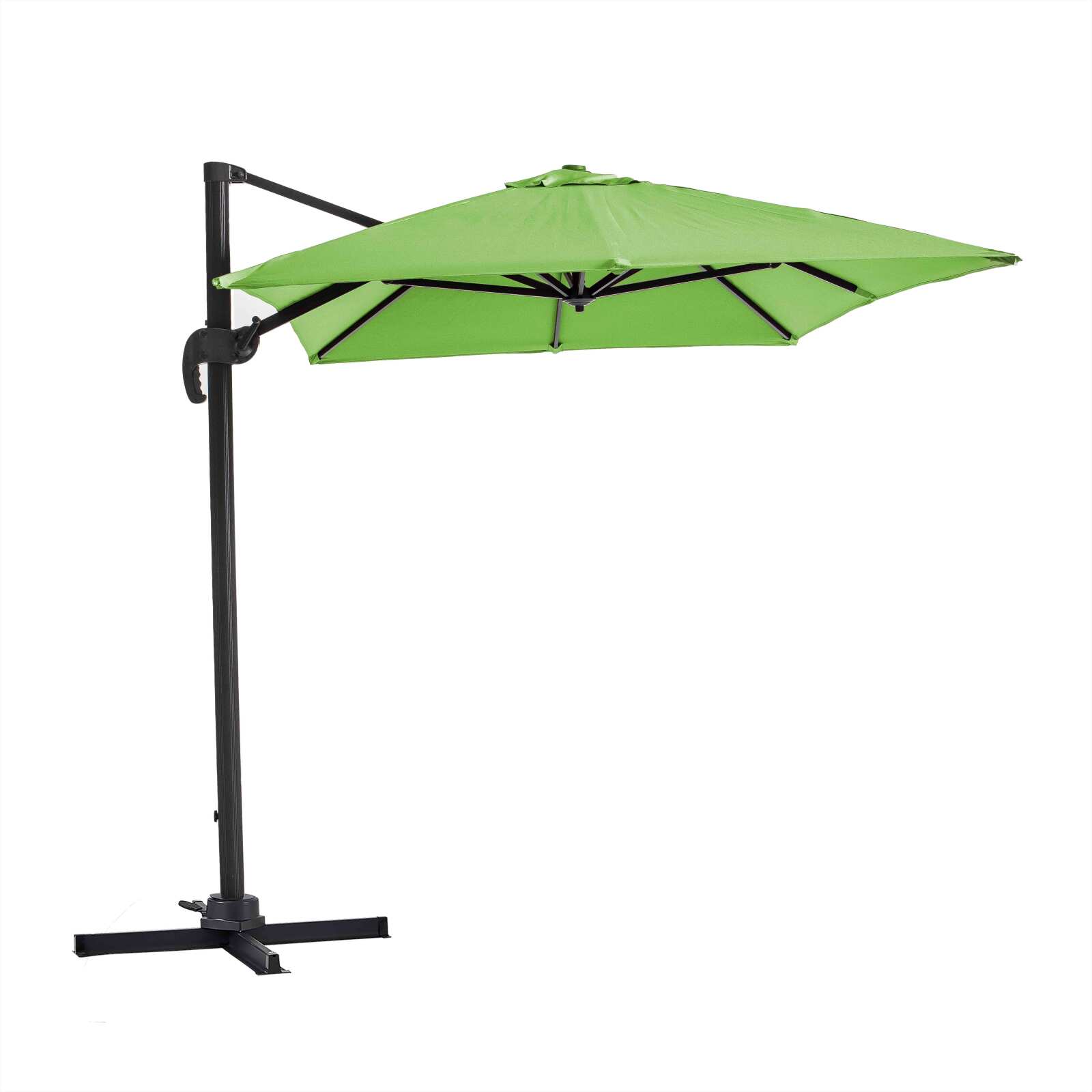 Parasol déporté professionnel 2x3 m rectangulaire inclinable 240g/m² rotatif 360° et 4 dalles à lester remplissables