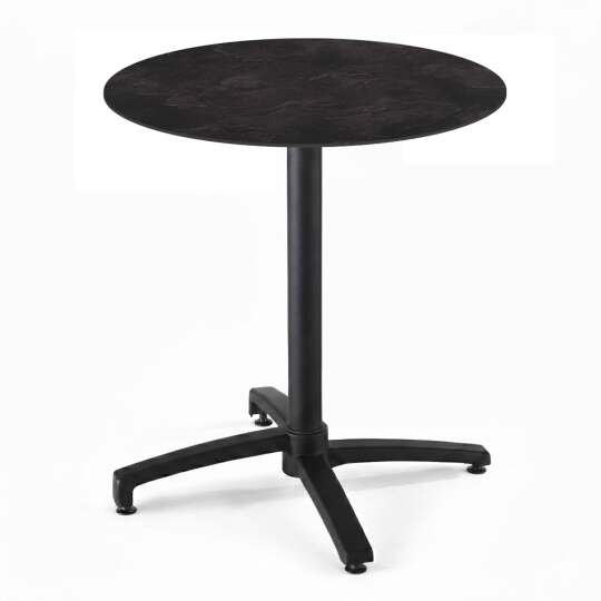 Table de terrasse de restaurant bistrot ronde inclinable en aluminium noir et HPL 4 personnes Ø60 cm | Mobeventpro