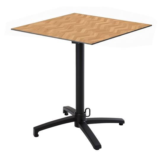 Table de terrasse de restaurant bistrot carrée inclinable en aluminium noir 4 personnes 60x60 cm | Mobeventpro